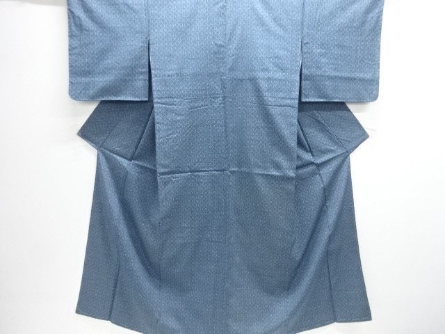 JAPANESE KIMONO / ANTIQUE KIMONO / SILK / TSUMUGI / WOVEN ABSTRACT PATTERN